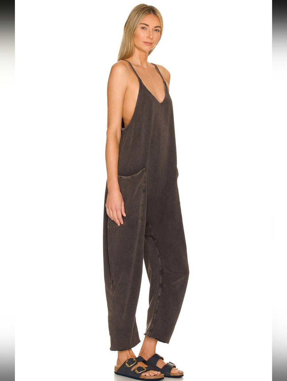 Free People Revolve FP Movement Hot Shot Onesie Washed Black M Medium Jumpsuit